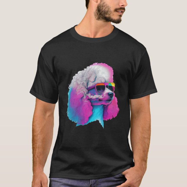 Camiseta Poodle Synthwave estética retro de los 80  2 (Anverso)
