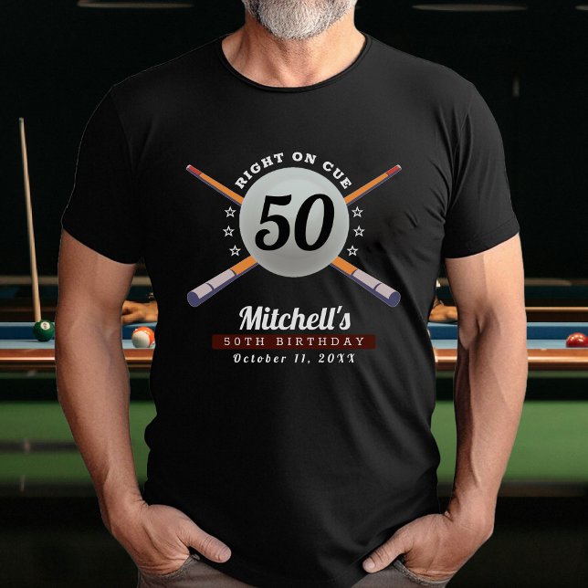 Camiseta Pool Billiards 50ª fiesta de cumpleaños Black (Pool Billiards 50th Birthday Party Black T-Shirt
)