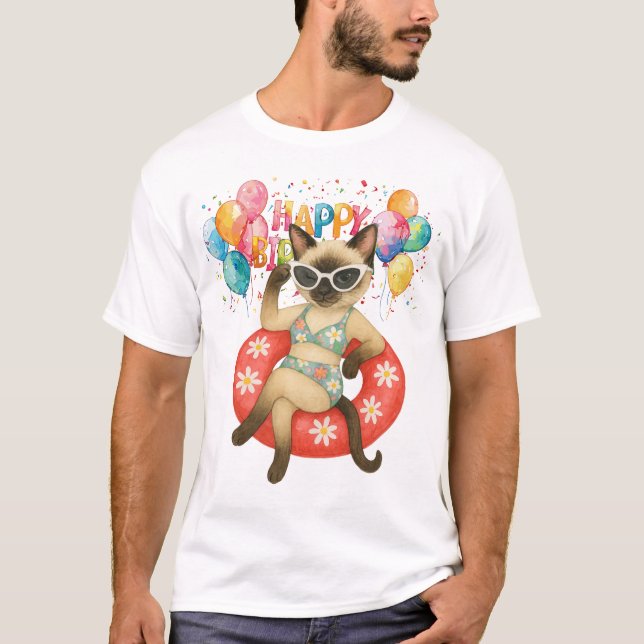 Camiseta Pool Birthday Party for Cat Lovers (Anverso)