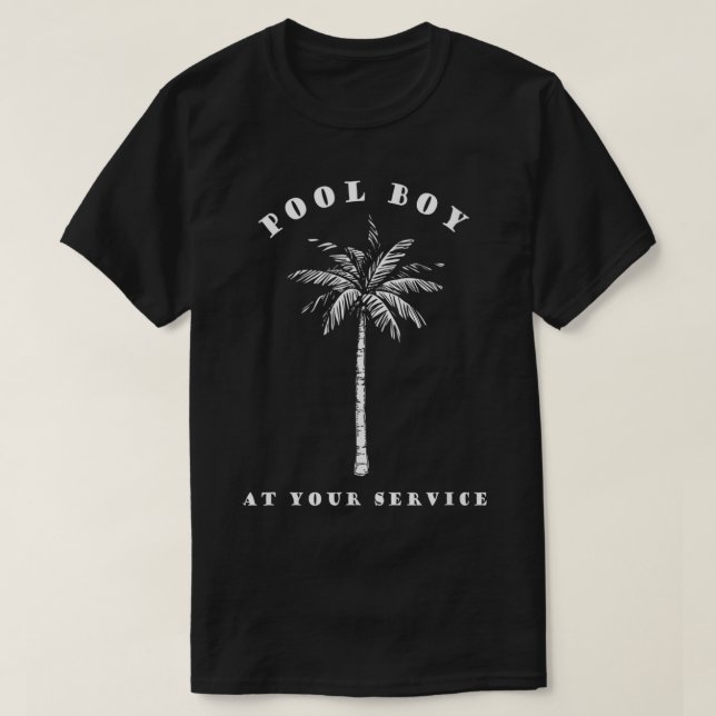 Camiseta Pool Boy En Tu Servicio Coconut Tree Funny Hallow (Diseño del anverso)