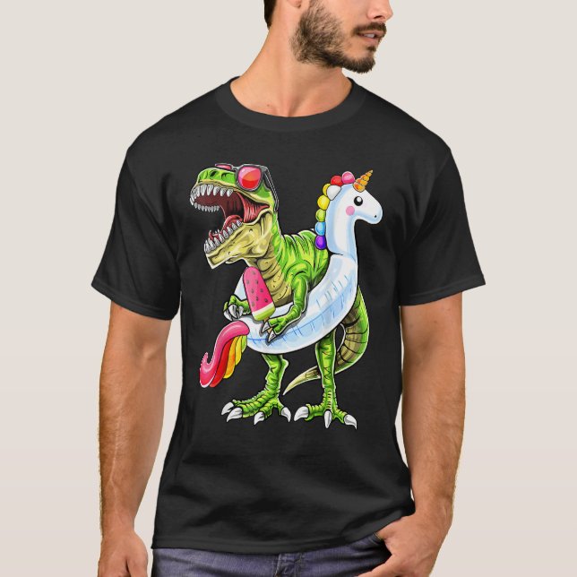 Camiseta Pool Party Rex Dinosaur Unicorn Float Summer 1 (Anverso)