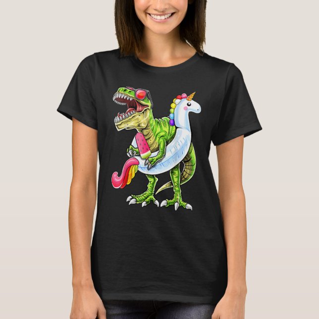 Camiseta Pool Party Rex Dinosaur Unicorn Float Summer 1 (Anverso)