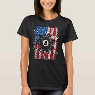 Camiseta Pool Snooker Billiards Player 8 Ball USA American