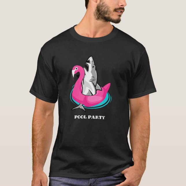 Camiseta Pool Swimming Party Unicorn Float  Shark (Anverso)