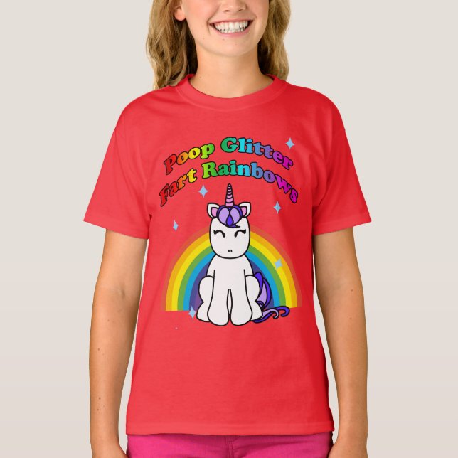 Camiseta Poop Purpurina Fart Rainbows (Anverso)