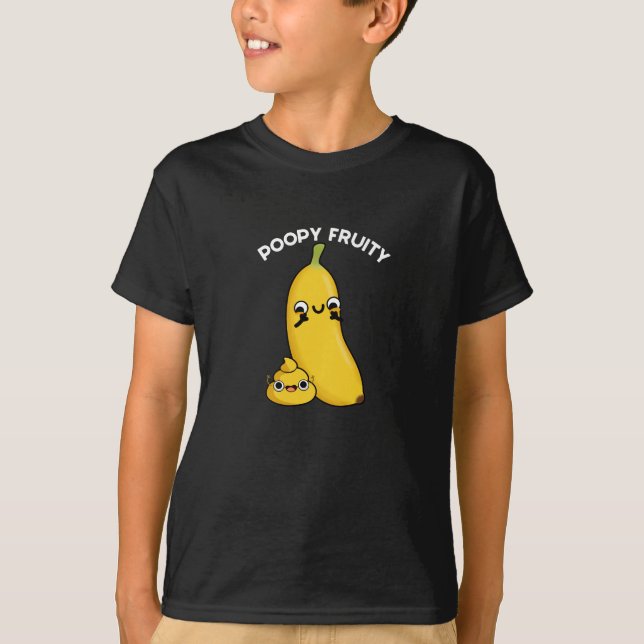 Camiseta Poopy Fruity Funny Fruit Banana Pun Dark BG (Anverso)