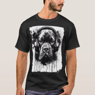 Camiseta Pop Art Boxer Perro Graffiti Estilo Auriculares Mú