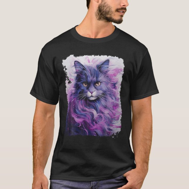 Camiseta Pop Art Cat Purple (Anverso)