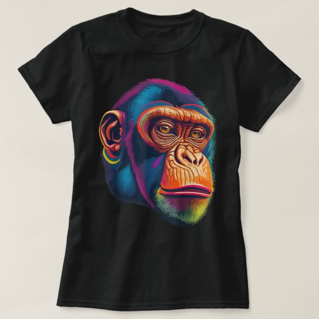 Camiseta Pop Art Chimpanzee Chimp Animal Monkey Face Ape Mo (Diseño del anverso)