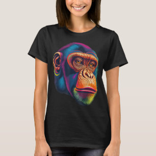Camiseta Pop Art Chimpanzee Chimp Animal Monkey Face Ape Mo