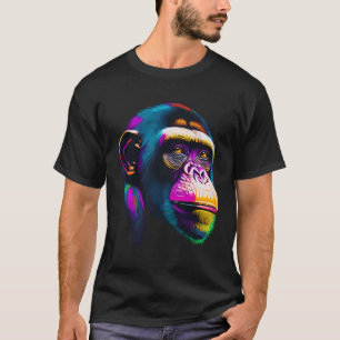 Camiseta Pop Art Chimpanzee Chimp Animal Monkey Face Ape Mo