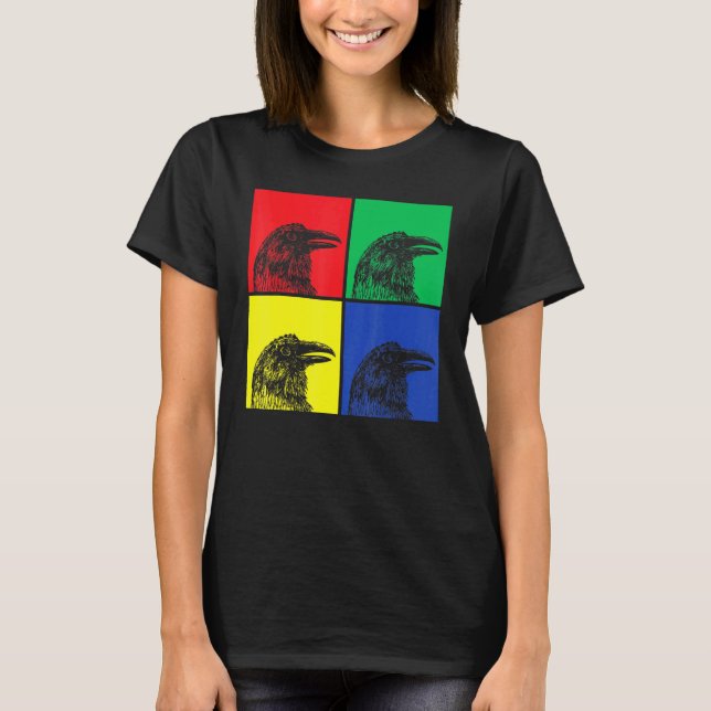Camiseta Pop Art Crow Forest Animal Creepy Bird Gothic Rave (Anverso)