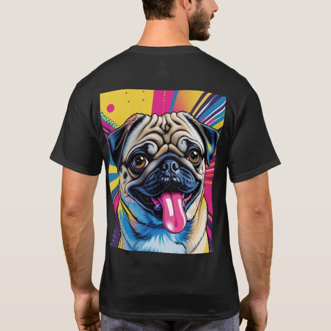 Camiseta Pop Art de Pug 01 (Reverso)