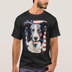 Camiseta Pop Art Dog 4 de julio Collie Fronteriza