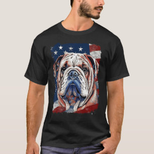 Camiseta Pop Art Dog Bulldog inglés Patriótico