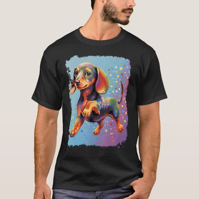 Camiseta Pop Art Dog Cute Dachshund (Anverso)