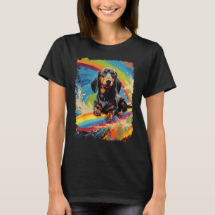 Camiseta Pop Art Dog Dachshund Paddle Board Surfing