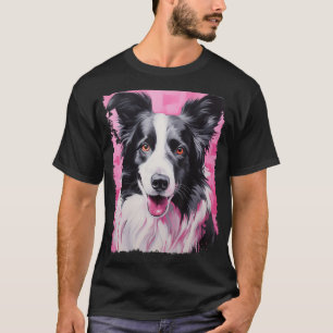 Camiseta Pop Art Dog Pink Border Collie