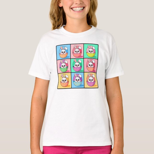 Camiseta Pop Art Easter Bunny y Huevos de Pascua (Anverso)