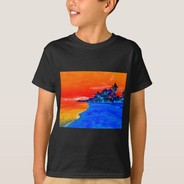 Camiseta Pop Art Exotic Beach Palm Trees (Anverso)