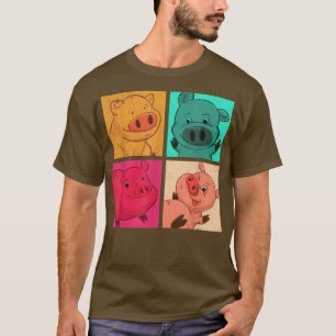 Camiseta Pop Art Farm Animal Piglet Farmer Farming Pig 5050