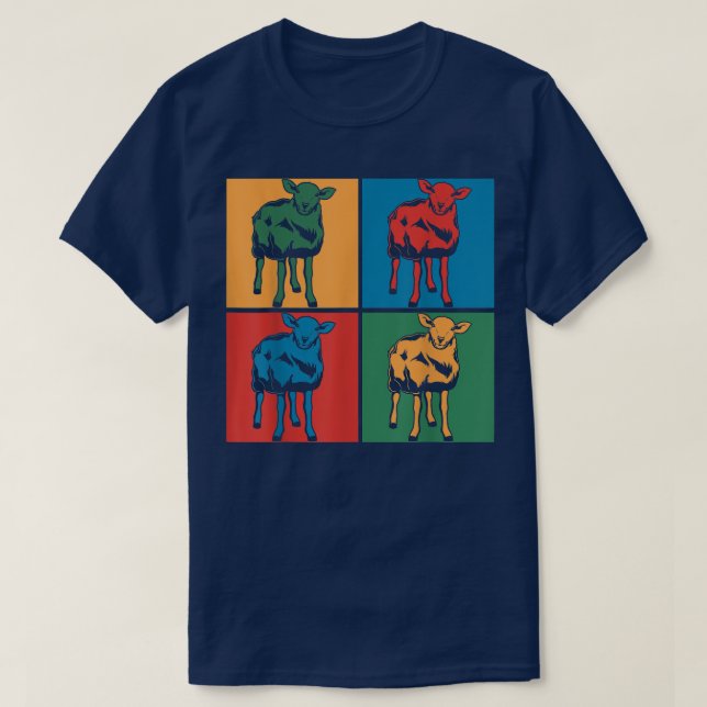 Camiseta Pop Art Farmer Farming Farm Animal Lover Sheep693 (Diseño del anverso)
