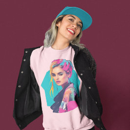 Camiseta Pop-Art Frauenportrait - Stilvoll in die 80er