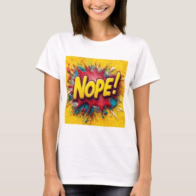 Camiseta Pop Art Illustration with Bold Yellow 'NOPE (Anverso)