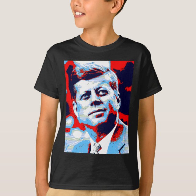 Camiseta Pop Art JFK John F. Kennedy Blue (Anverso)