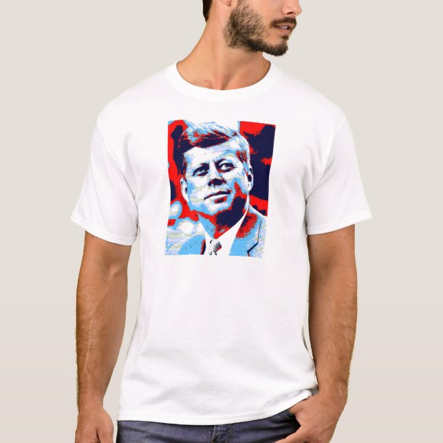 Camiseta Pop Art JFK John F. Kennedy Blue (Anverso)