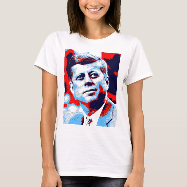 Camiseta Pop Art JFK John F. Kennedy Blue (Anverso)