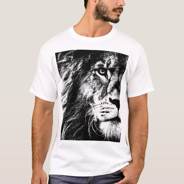 Camiseta Pop Art Leon Face Template Modern Elegant Men's (Anverso)