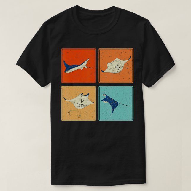 Camiseta Pop Art Stingray Aquarium Animal Scuba Diver Ocean (Diseño del anverso)