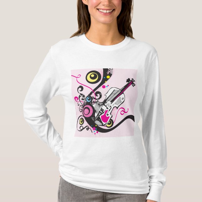 Camiseta Pop Art Violin Abstract Musical Punk Rock (Anverso)