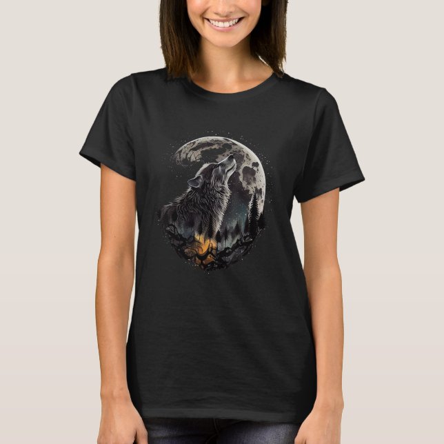 Camiseta Pop Art Wolf Moon Wilderness (Anverso)