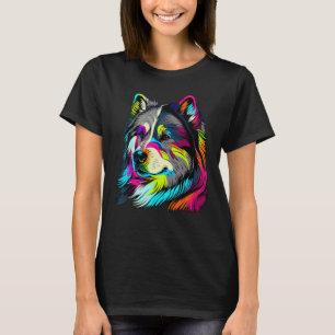 Camiseta Pop artístico colorido pintado Alaskan Malamute