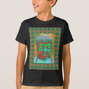 Camiseta Pop Buda en verde Verde azulado y rojo