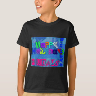Camiseta Pop Colorful Happy Holidays Black Kids Tee