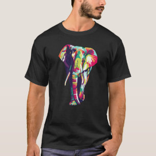 Camiseta Pop de arcoiris geométrico de elefante cutáneo col