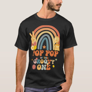 Camiseta Pop de Groovy One Rainbow Boho Cumpleaños Pa