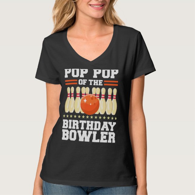 Camiseta Pop Del Fiesta De Bolos De Cumpleaños De Bowler (Anverso)