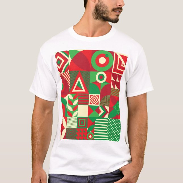 Camiseta Pop Geométrico: Baldosas Abstractas Coloridas. (Anverso)