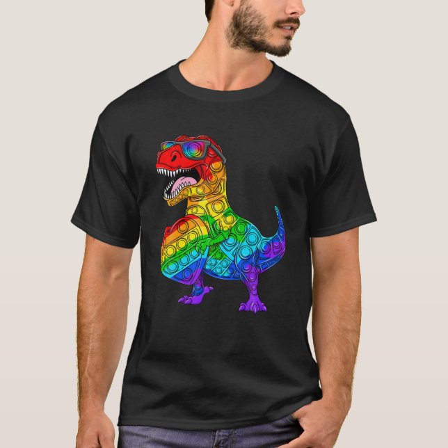 Camiseta Pop It 100 Días De Dinosaurio Escolar Para Rex Fid (Anverso)