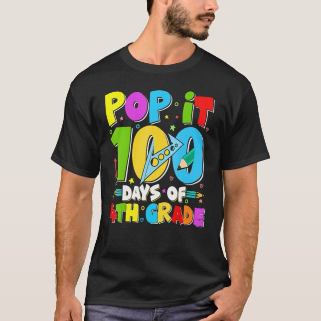 Camiseta Pop It 100 Días De Estudiantes De Cuarto Grado 100 (Anverso)