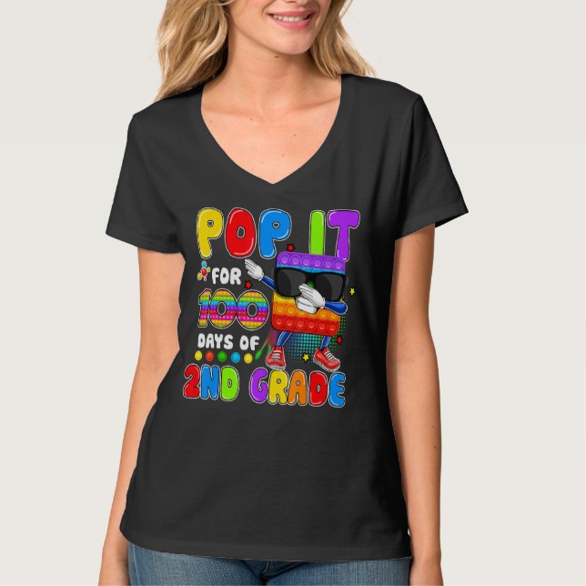 Camiseta Pop It 100 Días De Juguete De 2º Grado Fidget Dabb (Anverso)