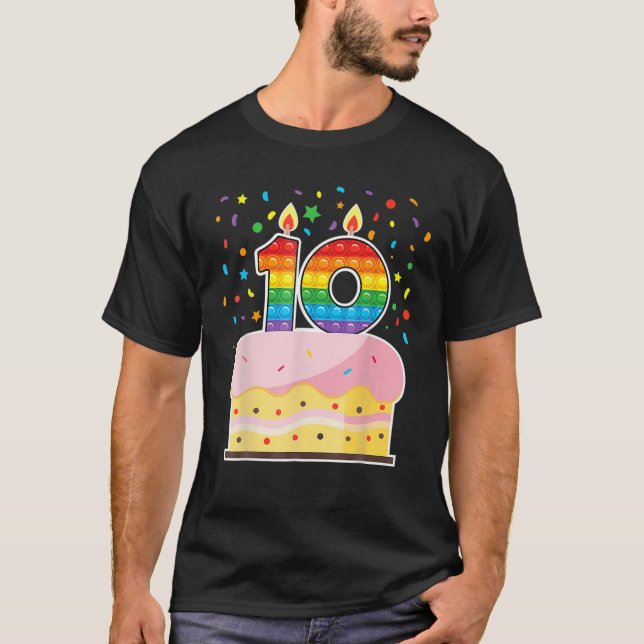 Camiseta Pop It 10.º Chicas De Pastel De Cumpleaños Jóvenes (Anverso)