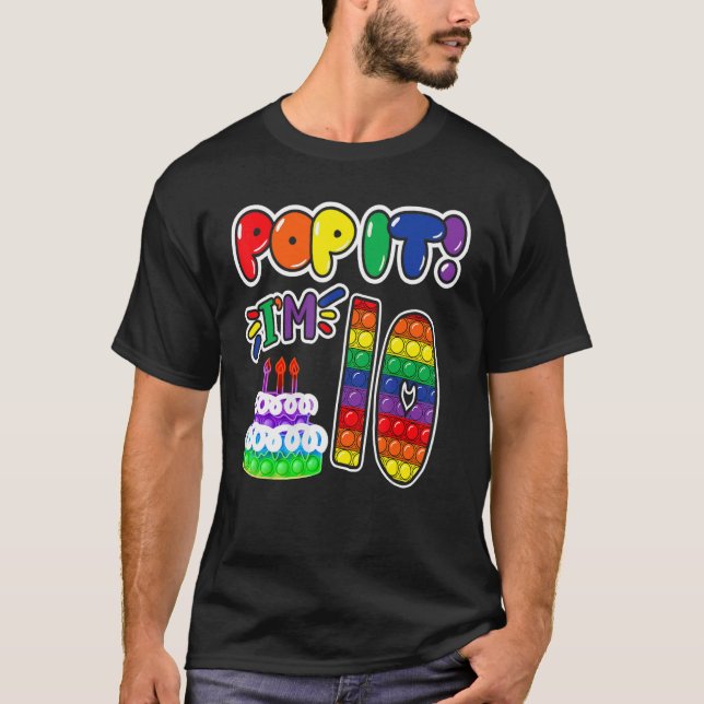 Camiseta Pop it 10 Chicas de cumpleaños niños de 10 años (Anverso)