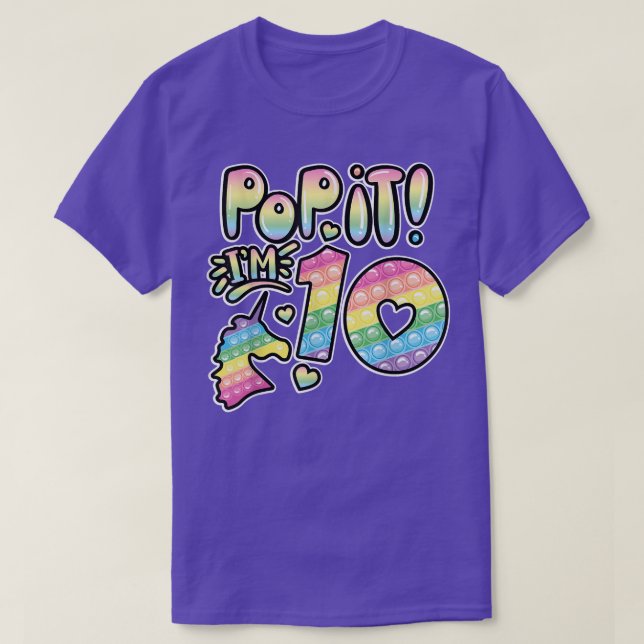 Camiseta Pop it 10 Chicas de cumpleaños niños de 10 años (Diseño del anverso)