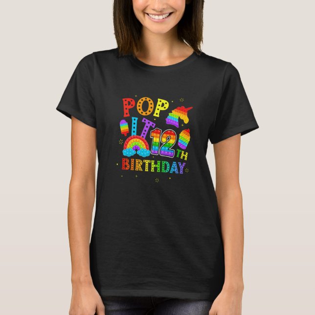 Camiseta Pop It 12 cumpleaños 12 años Fiesta de compras par (Anverso)