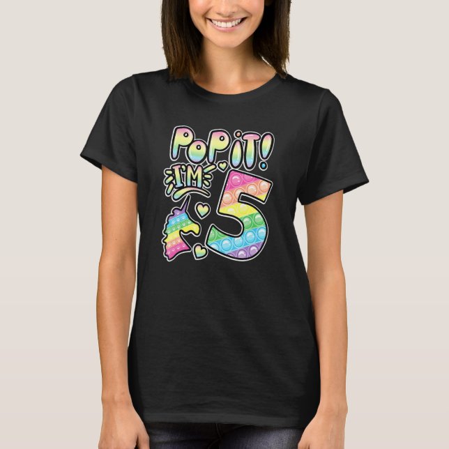 Camiseta Pop it 5 Chicas de cumpleaños niños de 5 años de e (Anverso)